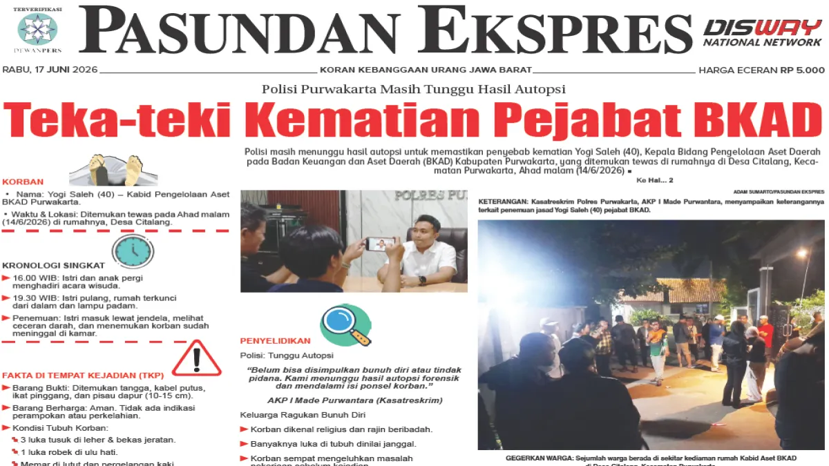 Teka-teki Kematian Pejabat BKAD, Polisi Purwakarta Masih Tunggu Hasil Autopsi