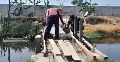 Tunjang Produksi Pertanian, Pemdes Patimban di Subang Bangun Jembatan