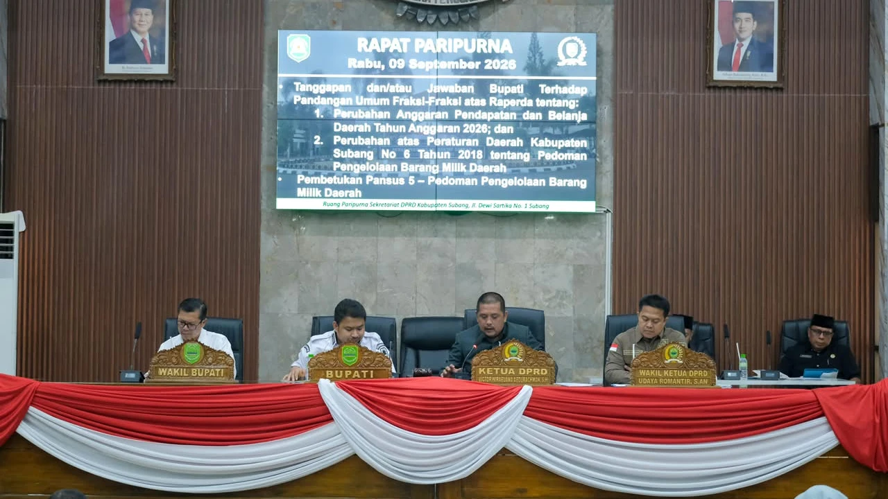 Bupati Subang Sampaikan Jawaban atas Pandangan Umum Fraksi-Fraksi atas Rancangan Perubahan APBD TA 2026