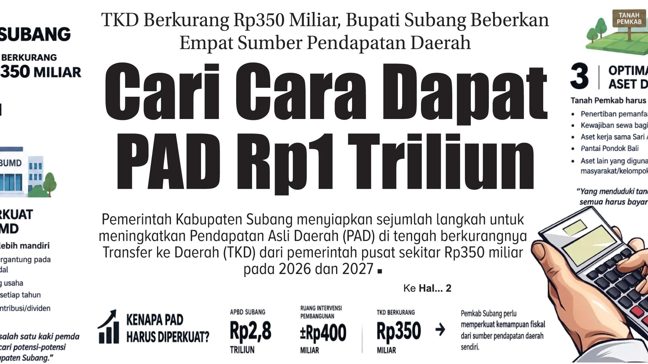 TKD Berkurang Rp350 Miliar, Bupati Subang Bidik Empat Sumber PAD untuk Kejar Rp1 Triliun