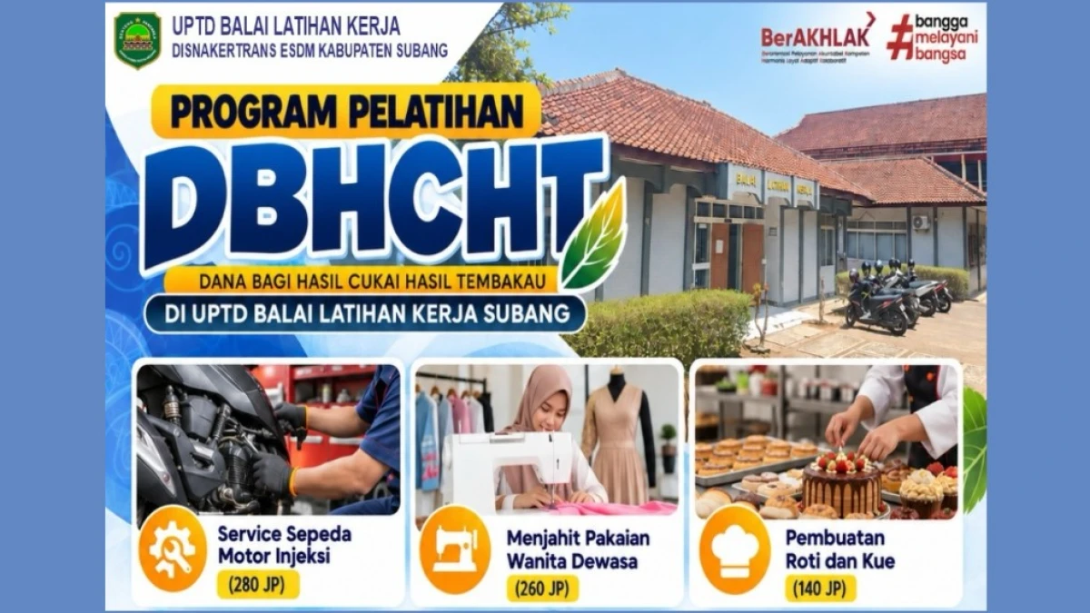 Kelas Pelatihan Gratis BLK Subang 2026 Siapkan 3 Program, Ini Syarat Pendaftarannya
