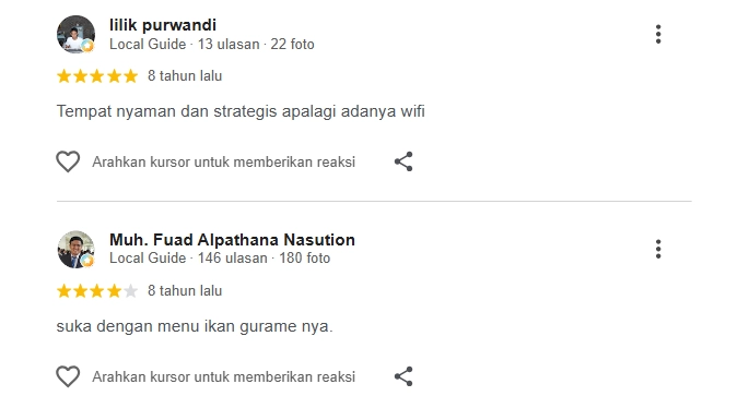 Ulasan Pelanggan RM Hegar Saung Sop Ulasan pelanggan untuk rumah makan RM Hegar Saung Sop