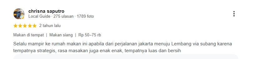 Ulasan Pelanggan Rumah Makan Arum Sari Ulasan pelanggan untuk Rumah Makan Arum Sari