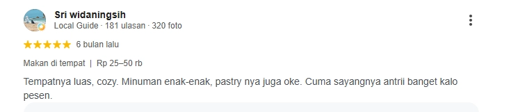 Ulasan pelanggan Kopi Kenangan Letjen Suprapto Subang Ulasan pelanggan untuk Kopi Kenangan Letjen Suprapto Subang