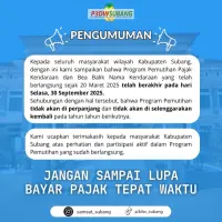 Program Pemutihan Pajak 2025 Resmi Berakhir, Samsat Subang Imbau Warga Bayar Pajak Tepat Waktu