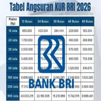 Tabel KUR BRI 2026: Bunga, Angsuran, dan Simulasi Lengkap