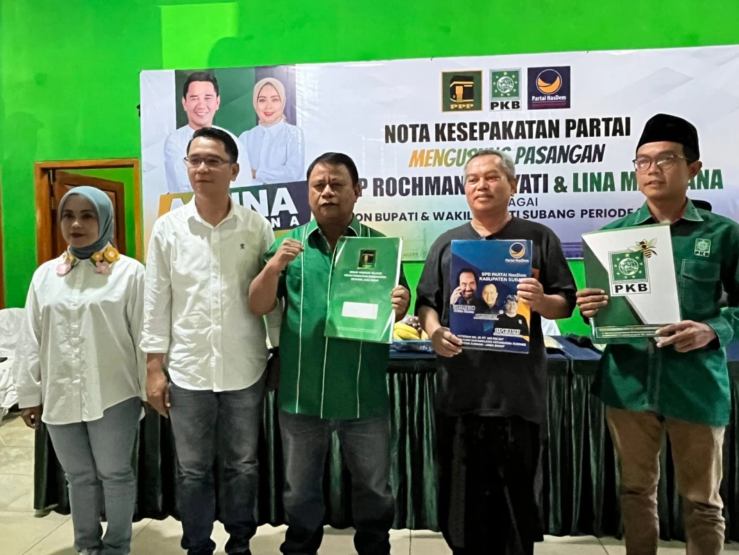 Koalisi PKB, PPP, dan NasDem Usung ARD-Lina Marliana Sebagai Bakal Calon Bupati dan Wakil Bupati Subang