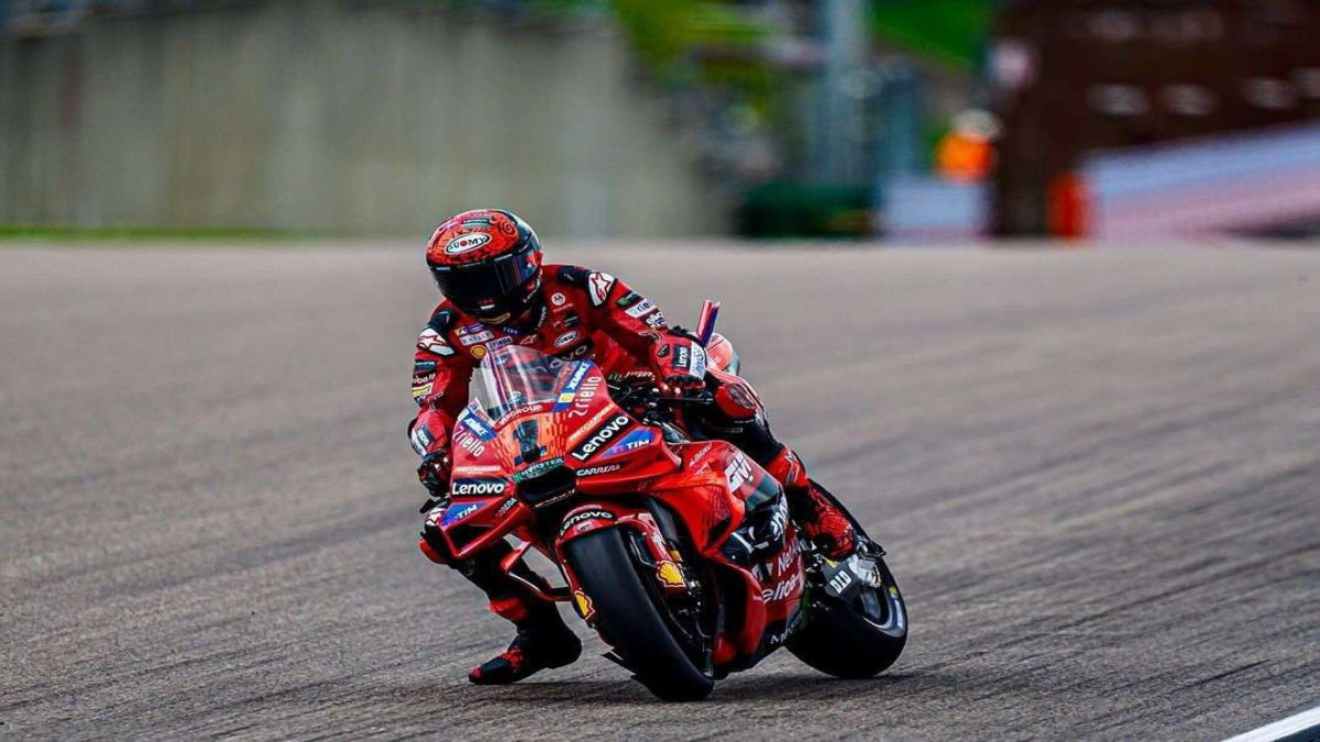 Pembalap Ducati Francesco Bagnaia berhasil menjadi juara MotoGP Jerman 2024. (Sumber Foto: Instagram @pecco63)