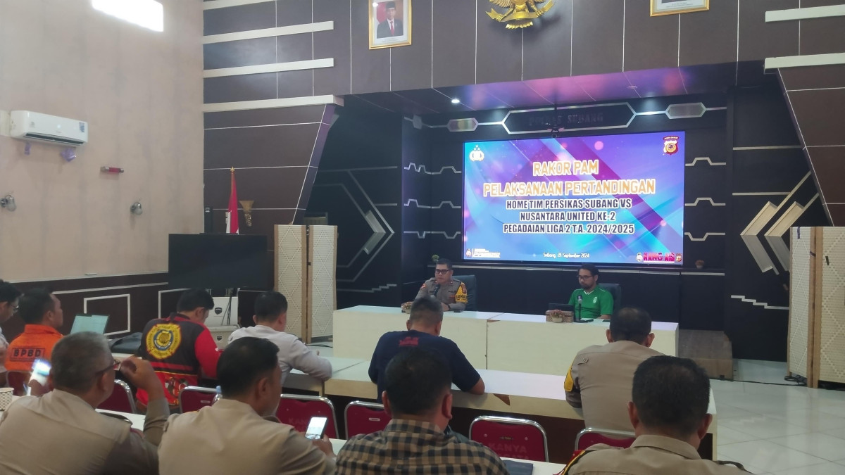 Dalam rangka persiapan pelaksanaan pertandingan Liga 2 di Stadion Persikas Home ke-2, Polres Subang menggelar rapat koordinasi pengamanan yang dihadiri oleh berbagai pihak terkait, Sabtu (28/9).