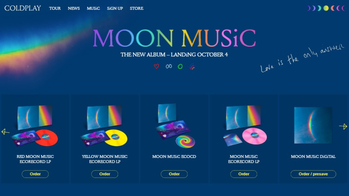 Album Coldplay "Moon Music". (Sumber Gambar: Screenshot via Coldplay)