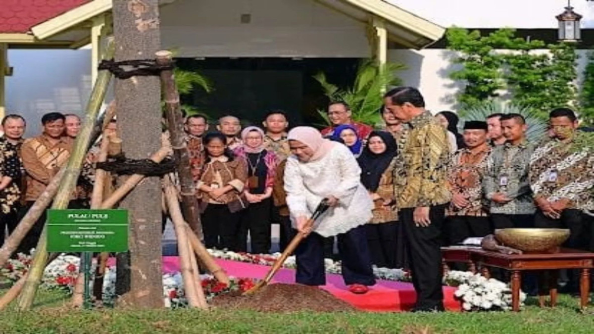 Momen Presiden Jokowi dan Ibu Iriana Tanam Pohon di Halaman Istana Kepresidenan Jakarta