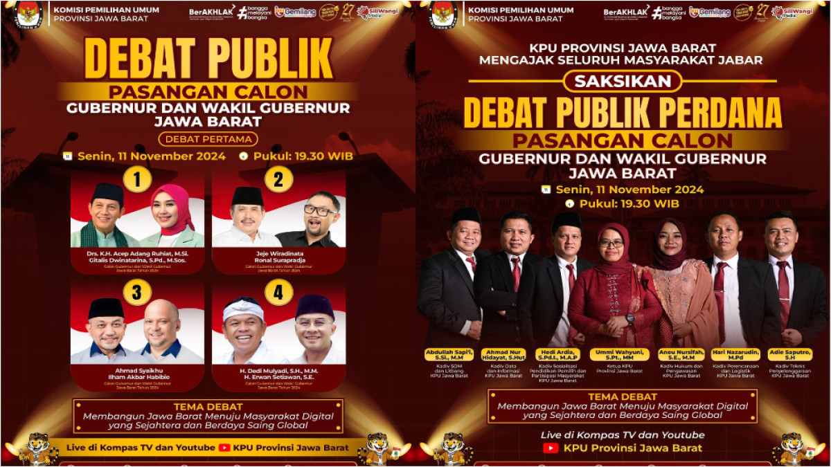 Debat Perdana Pilgub Jabar 2024 Digelar Hari Ini, Simak Jadwal, Tema dan Link Live Streaming