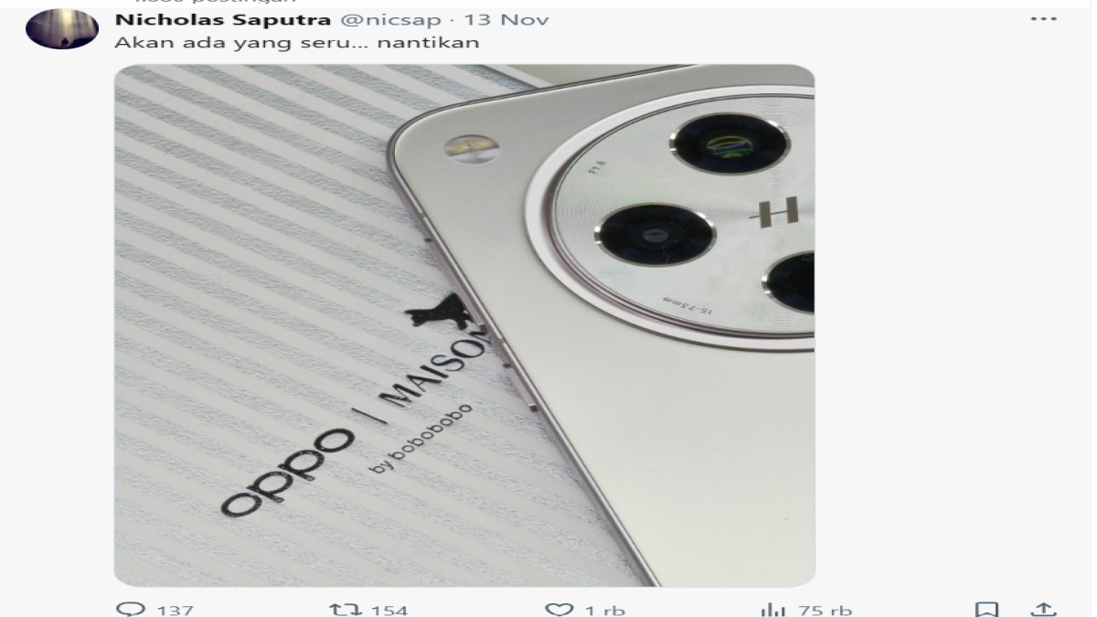 Bocoran Nicholas Saputra OPPO X Maison Kitsuné