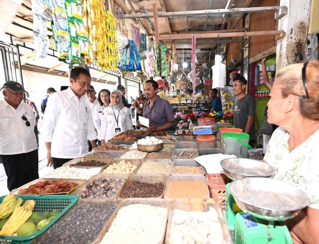 Presiden Jokowi Cek Harga dan Stok Bahan Pokok di Pasar Kawat Tanjungbalai