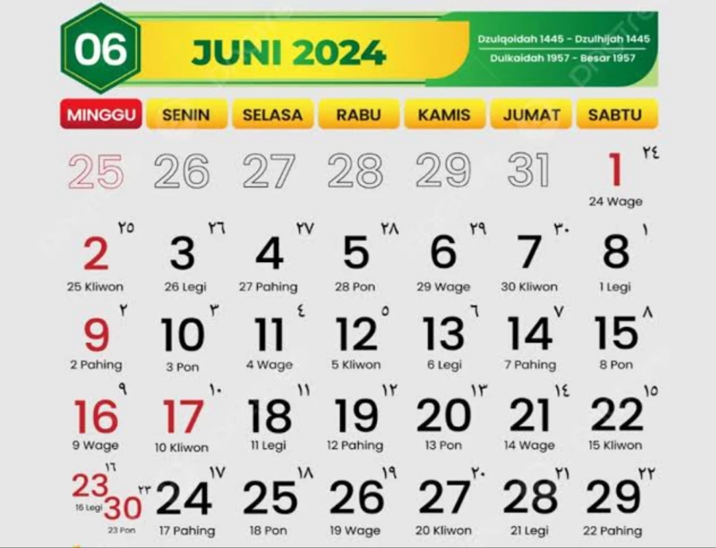 Hari Libur Bulan Juni 2024