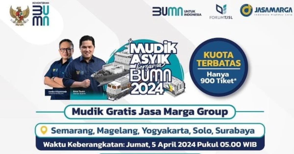 Mudik Gratis PT Jasa Marga. (Sumber Flyer: Instagram @official.jasamarga)