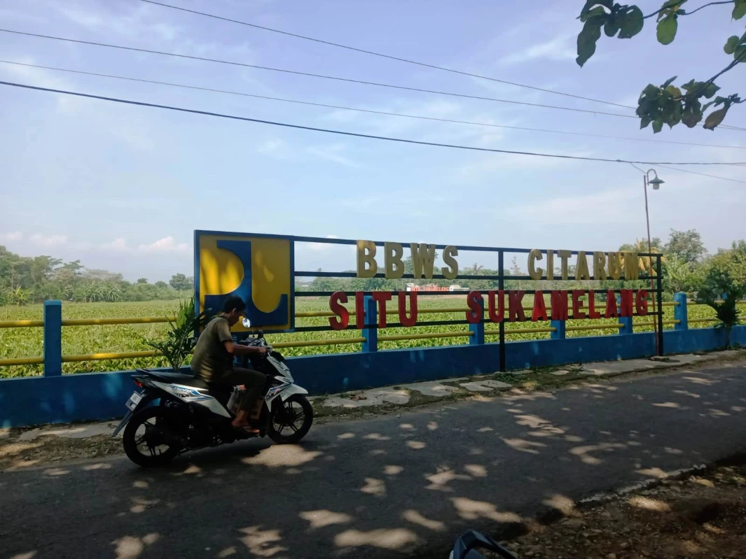 Suasana BBWS Citarum Situ Sukamelang yang di penuhi Eceng Gondok.