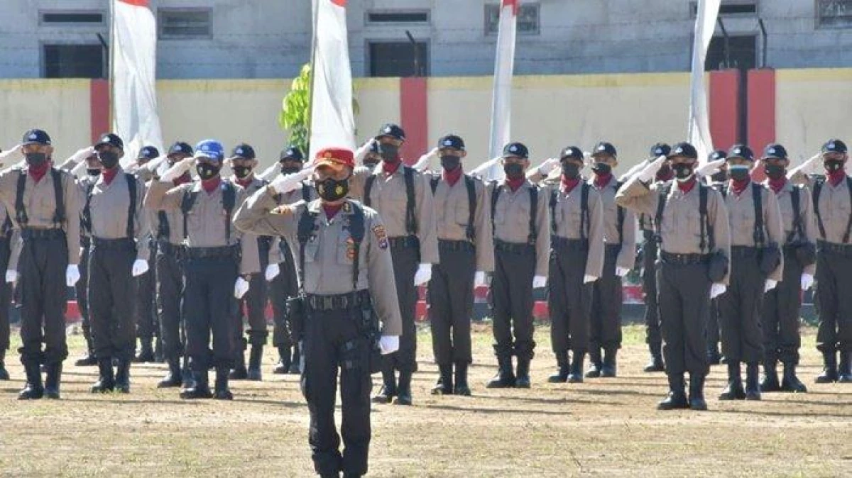 Polri sedang lakukan apel pagi