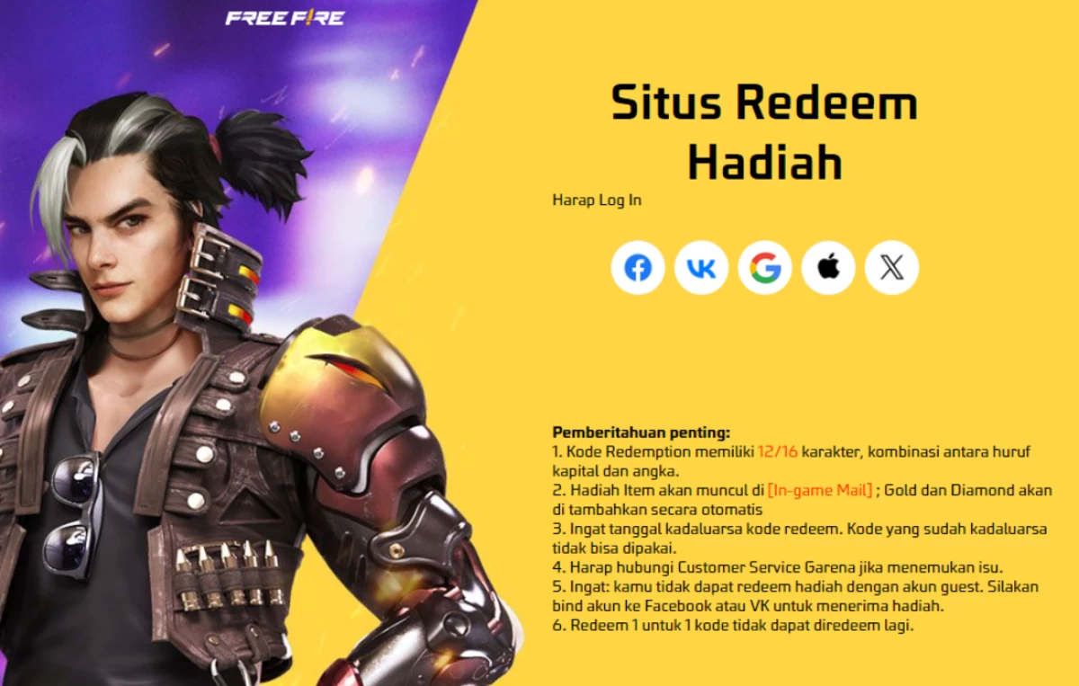 Klaim Sekarang Kode Redeem FF 3 April 2024