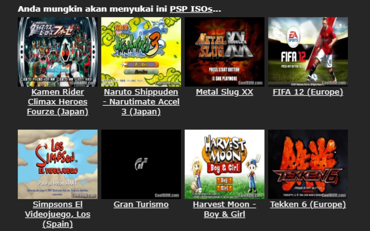 Tiga Tempat Terbaik untuk Download Game PPSSPP(CoolROM)