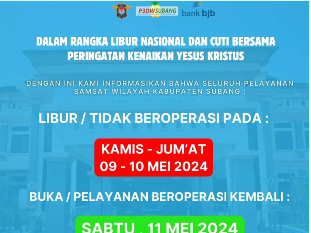 Libur Nasional dan Cuti Bersama Samsat Tidak Beroperasi Bayar Pajak via Sambara