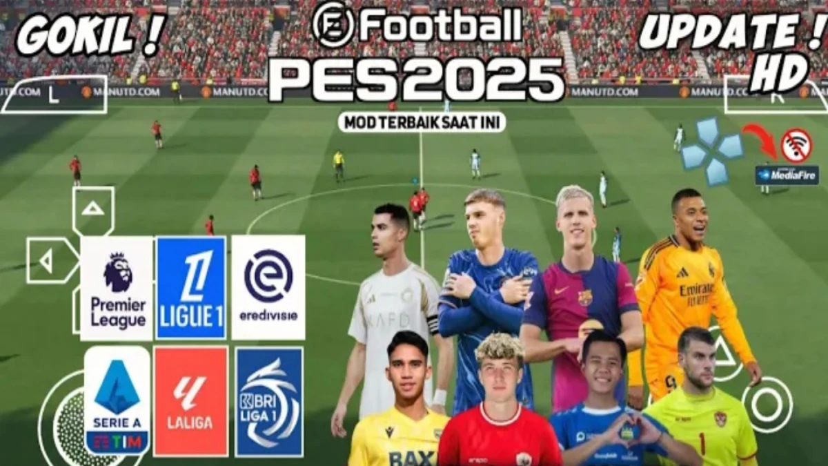 Download eFootball PES 2025 PPSSPP MOD: BRI Liga 1 & Liga Eropa, Grafik HD Super Lancar!