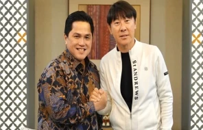 Mantan pelatih Timnas Indonesia, Shin Tae-yong dan Ketua Umum PSSI, Erick Thohir (Instagram/@erickthohir)