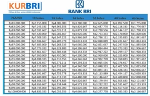 Tabel Angsuran KUR dan Non KUR Bank BRI Terbaru 2025