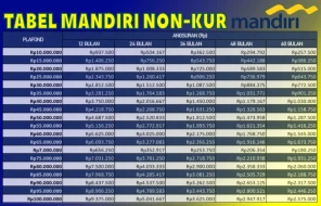 Tabel Angsuran Mandiri Non KUR Terbaru 2025